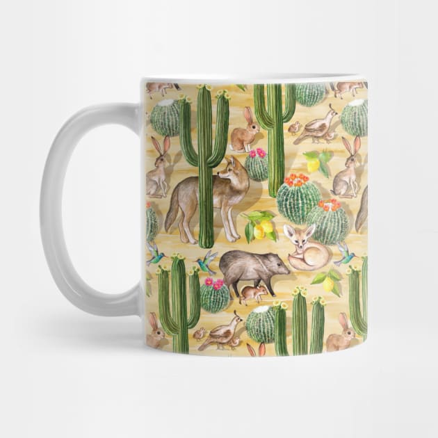 Early Arizona Morning - Watercolor Animals and Cacti by micklyn